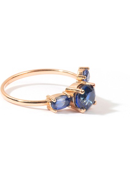 Cosmic Ring Diamond And Blue Sapphire 14 Ayar Rose Gold Kadın Altın Yüzük fiyatları