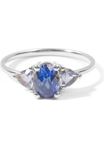 Diana Ring Blue Sapphire And Aquamarine 8 Ayar White Gold Kadın Altın Yüzük