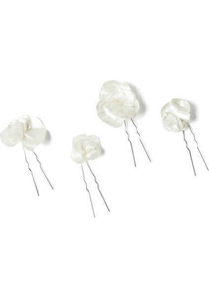 Ceramic Viola Pin Set Beyaz 4'lü Kadın Saç Aksesuarı
