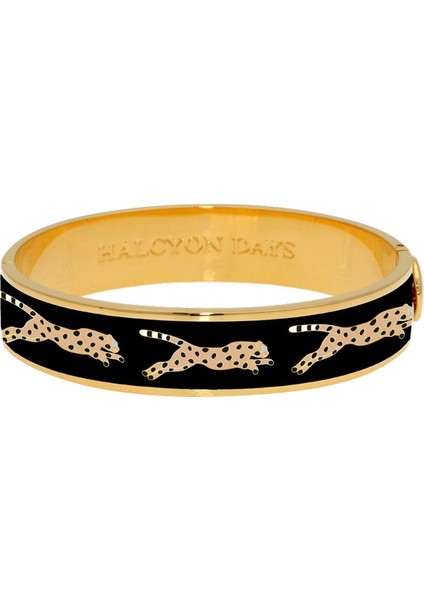 Leopard Black Gold Hinged Kadın Bileklik