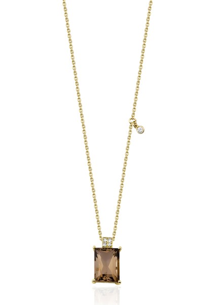 Smoky Topaz 18 Ayar Altın Kadın Pırlanta Kolye