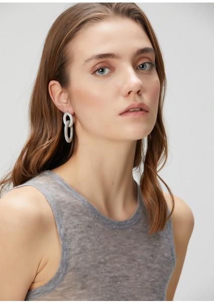 Silver Taşlı Kadın Küpe