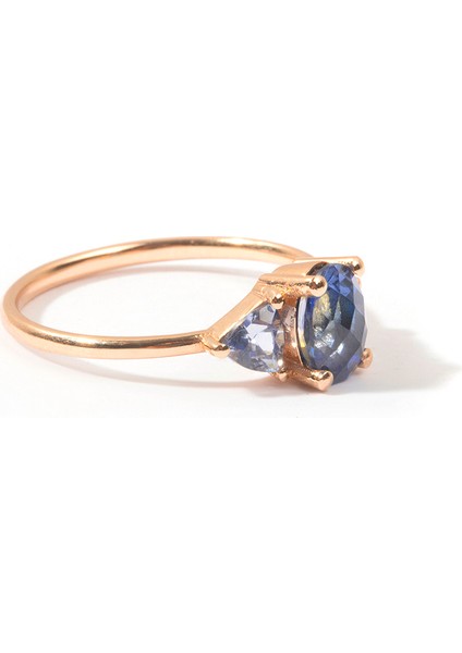 Diana Ring Blue Sapphire And Aquamarine 8 Ayar Rose Gold Kadın Altın Yüzük fiyatları