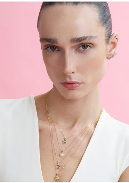 Sweet Moonstone Doğal Taş 14 Ayar Altın Kadın Küpe modelleri