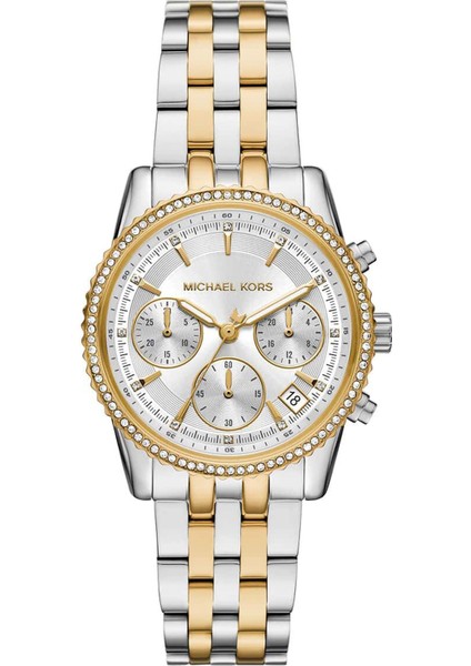MK7532 Altın Rengi ve Metalik Gri Çelik Kadın Kol Saati