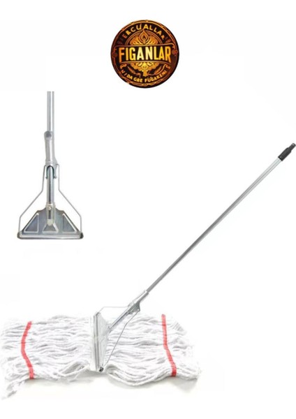 Yüksek Kaliteli Çift Kovalı Temizlik Arabası Seti, Metal Dar Yaylı Sap, Yedek Mop Takımı