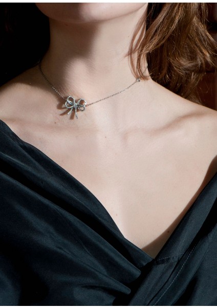 Silver Ribbon Zirkon Taşlı Kadın Kolye fırsatları