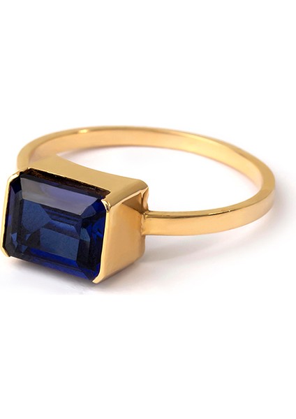 Bold Blue Sapphire 14 Ayar Kadın Altın Yüzük indirimleri