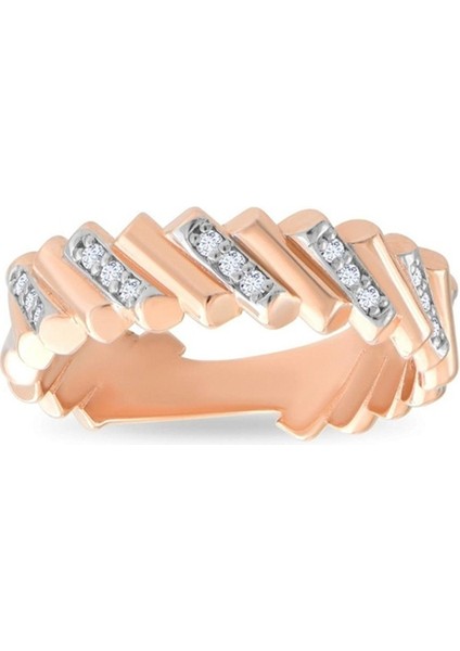 Anka Pırlanta Taşlı 14 Ayar Rose Gold Kadın Yüzük