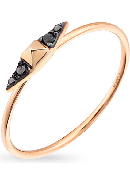Spike Siyah Pırlanta Taşlı 14 Ayar Rose Gold Kadın Yüzük fiyatları