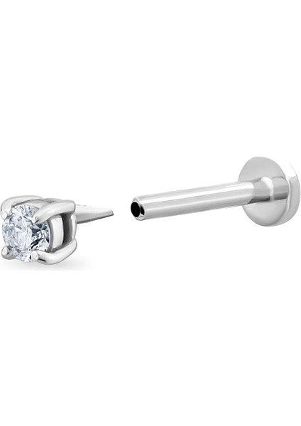 Pırlanta 14 Ayar Beyaz Altın Tektaş Kadın Piercing modelleri