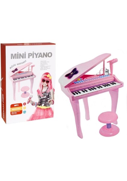 37 Tuşlu Mini Piano Mikrofonlu ve Tabureli Çocuk Piyano PEMBE-88022 fiyatları