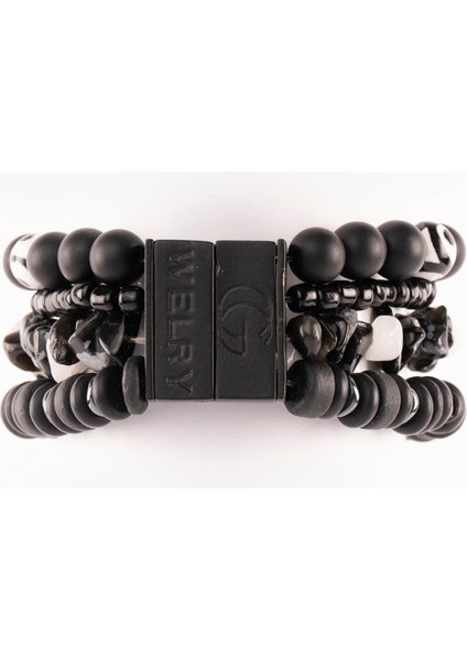 Black And White Doğal Taş Unisex Bileklik fiyatları