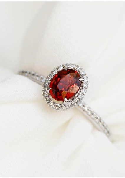 Hazine Garnet Pırlanta 14 Ayar White Gold Kadın Altın Yüzük modelleri