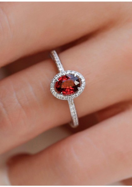 Hazine Garnet Pırlanta 14 Ayar White Gold Kadın Altın Yüzük fırsatları