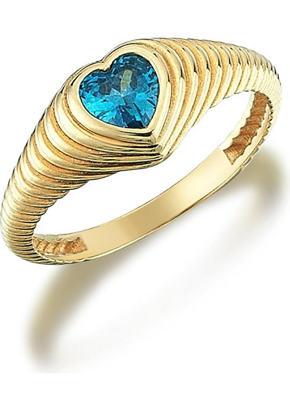 Love Aquamarine Taşlı 14 Ayar Altın Kadın Yüzük