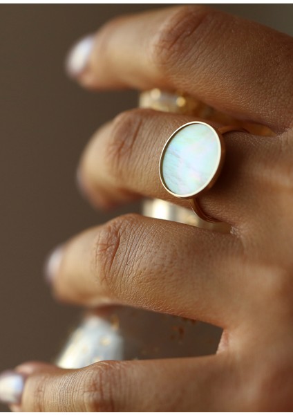 Mother Of Pearl Ring 14 Ayar Kadın Altın Yüzük indirimleri