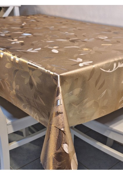 Gold Parlak Silinebilir Masa Örtüsü - Elyaflı Pvc Muşamba indirimleri