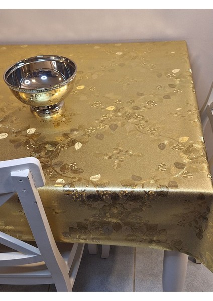 Gold Parlak Silinebilir Masa Örtüsü - Elyaflı Pvc Muşamba fırsatları