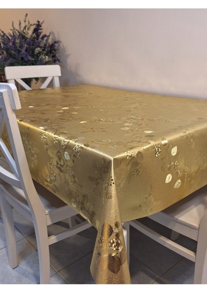 Gold Parlak Silinebilir Masa Örtüsü - Elyaflı Pvc Muşamba indirimleri