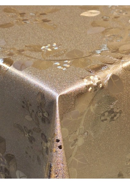 Gold Parlak Silinebilir Masa Örtüsü - Elyaflı Pvc Muşamba