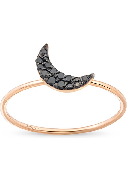 Black Moon Siyah Pırlanta Taşlı 14 Ayar Rose Gold Kadın Yüzük fiyatları