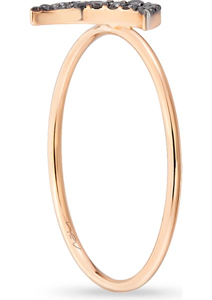 Black Moon Siyah Pırlanta Taşlı 14 Ayar Rose Gold Kadın Yüzük fırsatları