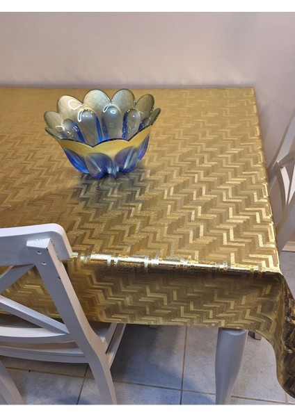 Gold Parlak Silinebilir Masa Örtüsü - Elyaflı Pvc Muşamba fırsatları