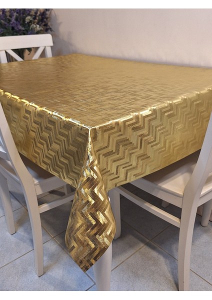 Gold Parlak Silinebilir Masa Örtüsü - Elyaflı Pvc Muşamba indirimleri