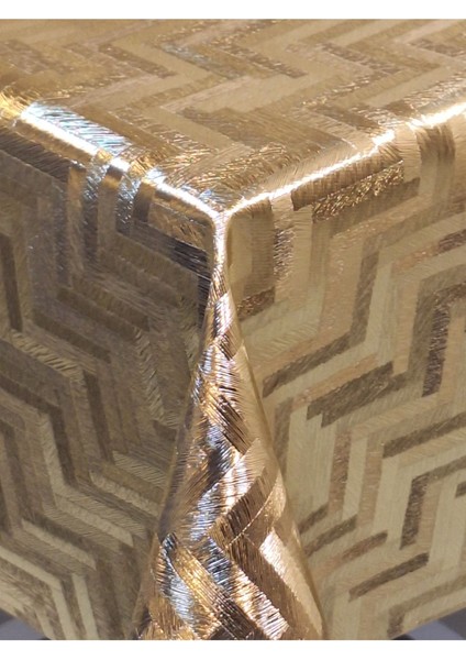 Gold Parlak Silinebilir Masa Örtüsü - Elyaflı Pvc Muşamba