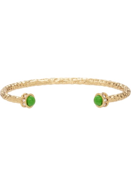 Hammered Torque Emerald ve Gold Bangle Kadın Bileklik