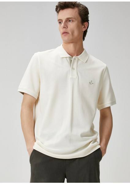 Krem Polo Yaka T-Shirt