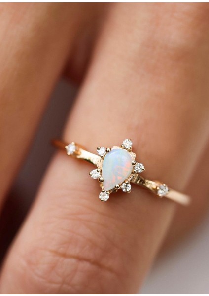 Hazine Opal Pırlanta 14 Ayar Rose Gold Kadın Altın Yüzük fırsatları