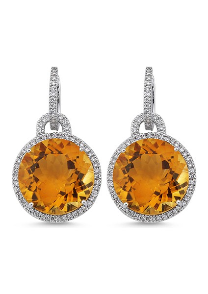 Sarı Topaz 18 Ayar Kadın Pırlanta Küpe