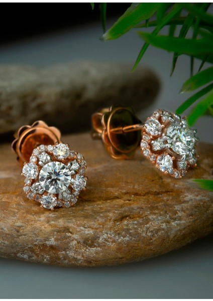 Pırlanta Topuz 18 Ayar Rose Gold Kadın Altın Küpe fiyatları