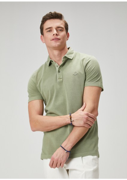 Comfort Fit Açık Haki Polo Yaka T-Shirt