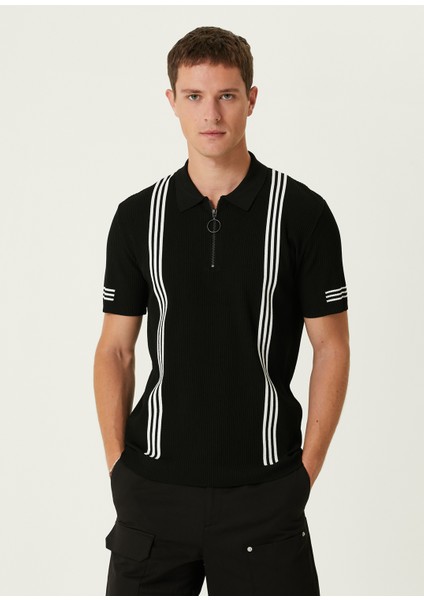 Siyah Beyaz Polo Yaka Triko