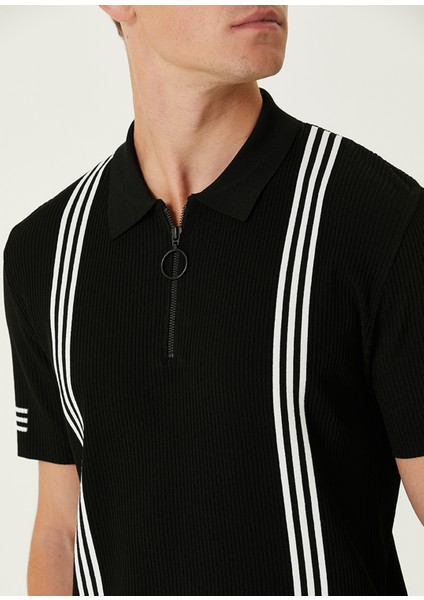 Siyah Beyaz Polo Yaka Triko