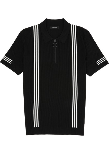 Siyah Beyaz Polo Yaka Triko