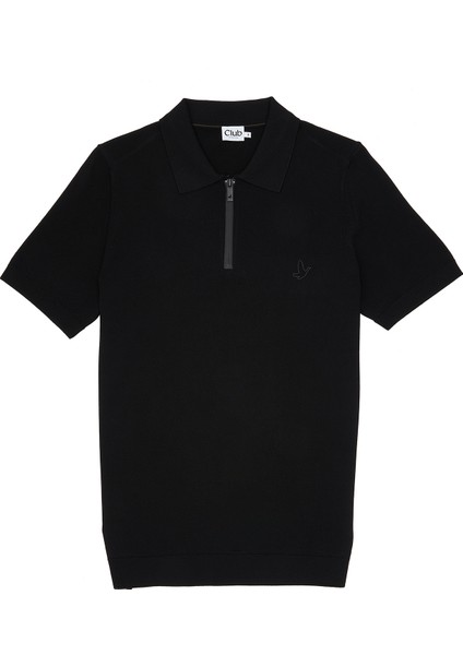 Siyah Polo Yaka Kısa Kollu Triko