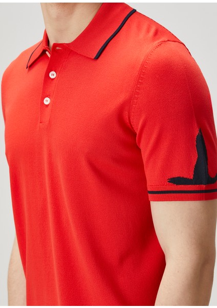 Kırmızı Kaz Jakarlı Polo Yaka T-Shirt