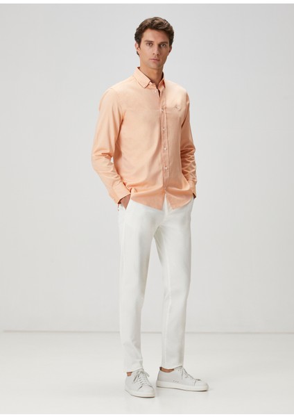 Comfort Fit Turuncu Oxford Gömlek modelleri