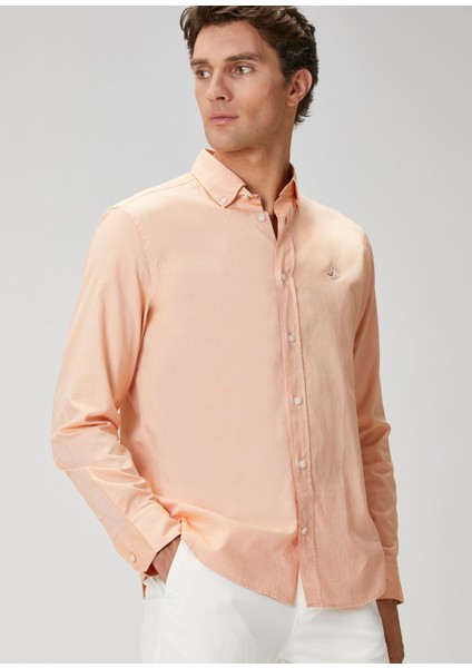 Comfort Fit Turuncu Oxford Gömlek fırsatları