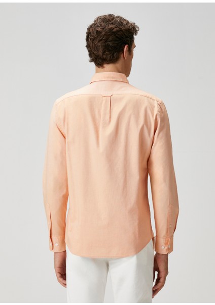 Comfort Fit Turuncu Oxford Gömlek