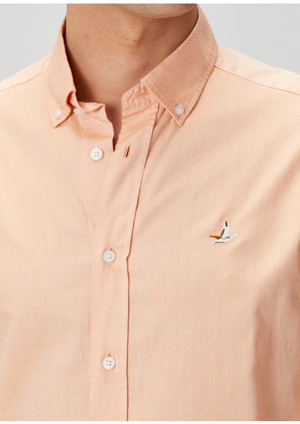 Comfort Fit Turuncu Oxford Gömlek