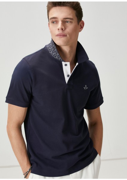 Comfort Fit Lacivert Polo Yaka T-Shirt
