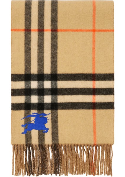 Reversible Check Bej Kaşmir Unisex Atkı