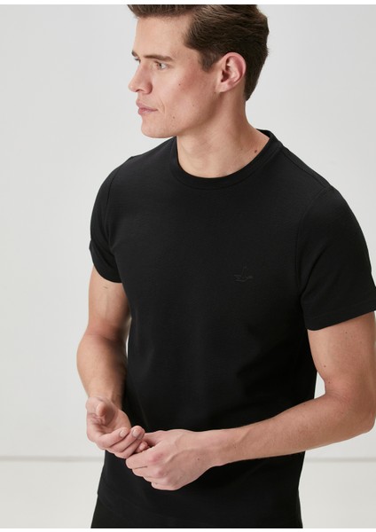 Relaxed Fit Siyah Basic T-Shirt fiyatları