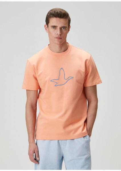 Kayısı Kontrast Baskı Detaylı T-Shirt