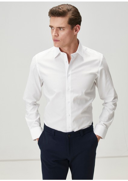 Slim Fit Beyaz Non-Iron Oxford Gömlek fiyatları